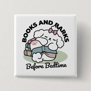 Before Bedtime with My Pup – Book and Dog Lover  2 Inch Square Button