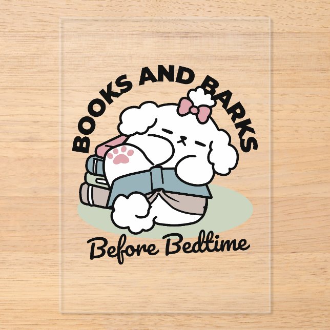 Before Bedtime with My Pup – Book and Dog Lover  Acrylic Invitations (Front)