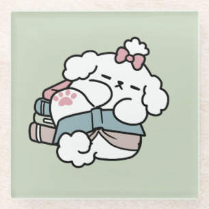 Before Bedtime with My Pup – Book and Dog Lover  Glass Coaster