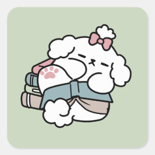 Before Bedtime with My Pup – Book and Dog Lover Square Sticker