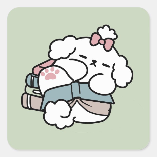 Before Bedtime with My Pup – Book and Dog Lover  Square Sticker (Front)