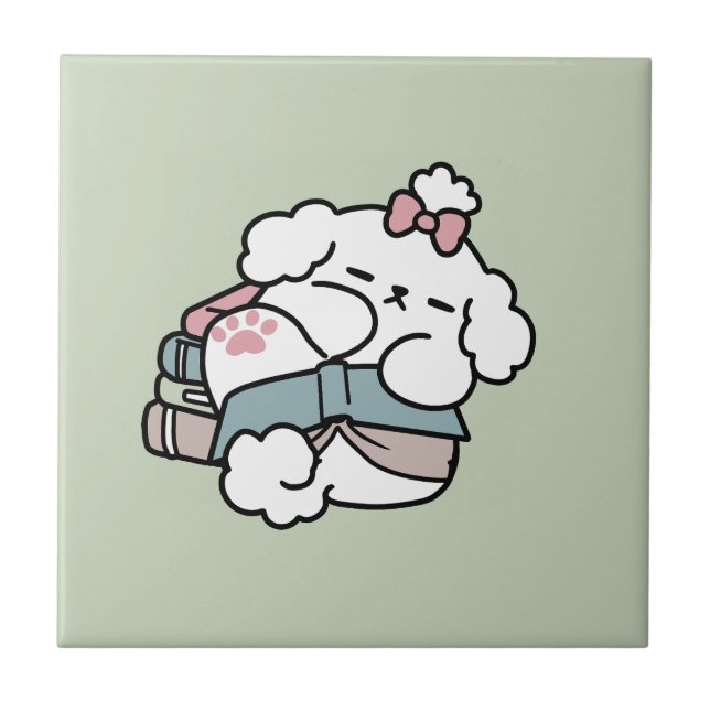 Before Bedtime with My Pup – Book and Dog Lover  Tile (Front)