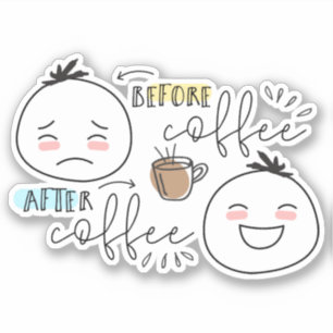Before Coffee After Coffee The Woolies Sticker