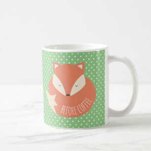 Before Coffee Sleeping Fox and Awake Fox  Coffee Mug