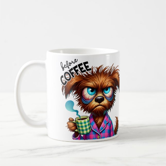 Before Coffee vs. Fully Caffeinated Dog  Coffee Mug (Left)
