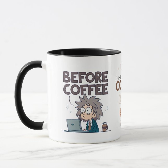 Before During After Coffee Mood Vector Art Mug (Left)