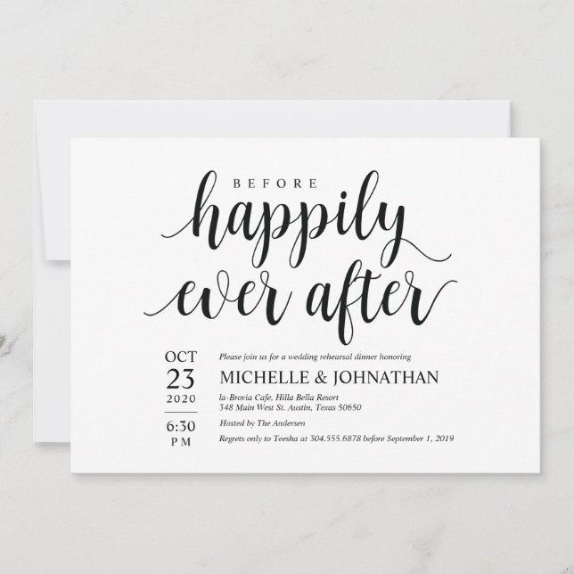 Before Happily Ever After Rehearsal Dinner Invites (Front)
