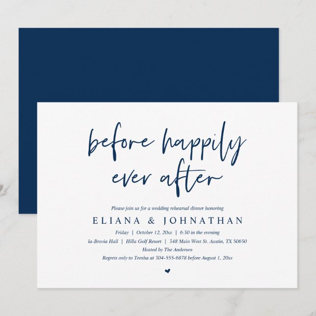 Before Happily Ever After Wedding Rehearsal Dinner Invitation (Front/Back)