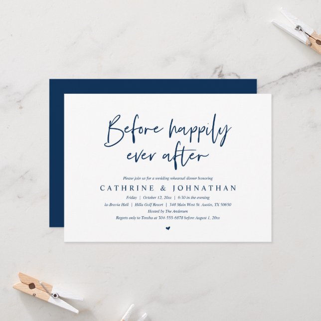 Before Happily Ever After Wedding Rehearsal Dinner Invitation (Front/Back In Situ)