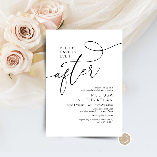 Before Happily Ever After Wedding Rehearsal Dinner Invitation (Before Happily Ever After Wedding Rehearsal Dinner Invitation Card, Digital Download Modern romantic)