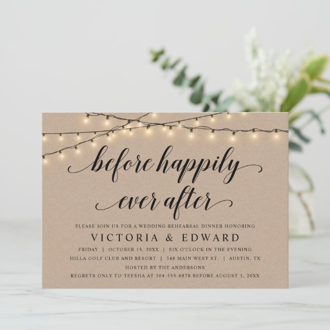 Before Happily ever after, Wedding Rehearsal Invitation (Standing Front)