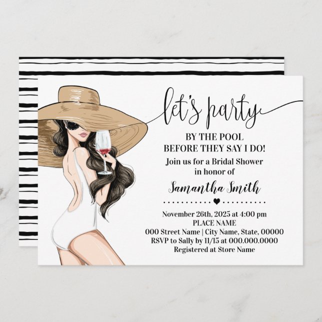 Before I do Party by the Pool Bridal Shower Invitation (Front/Back)