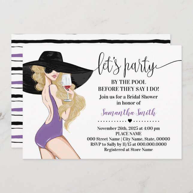 Before I do Party by the Pool Bridal Shower Invitation (Front/Back)