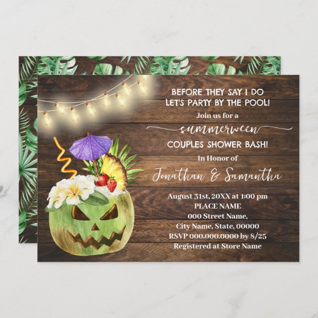 Before I do Party by the Pool Summerween Shower Invitation (Front/Back)