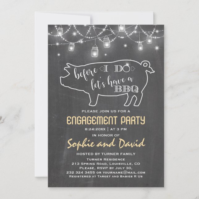 Before I DO'S Chalk Engagement Party Invitation (Front)