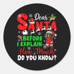 Before I Explain How Much You Know Xmas Dachshund  Classic Round Sticker