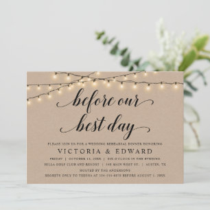 Before Our Best Day, Wedding Rehearsal, Kraft Invitation