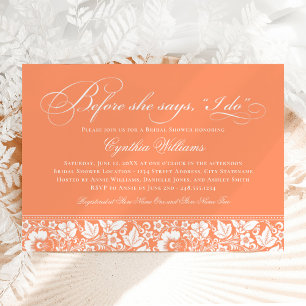 Before She Says I Do Vintage Orange Bridal Shower Invitation