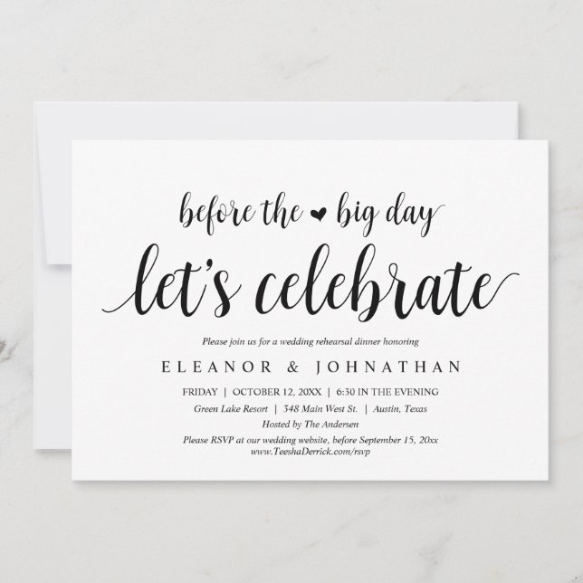Before The Big Day, Wedding Rehearsal Dinner Party Invitation (Front)