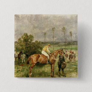 Before the Start, 1890 2 Inch Square Button