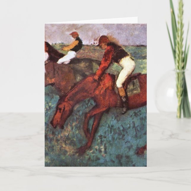 Before The Start Jockeis Training - Degas Painting Card (Front)