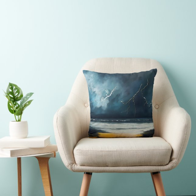 Before The Storm – Abstract Seascape Throw Pillow (Chair)