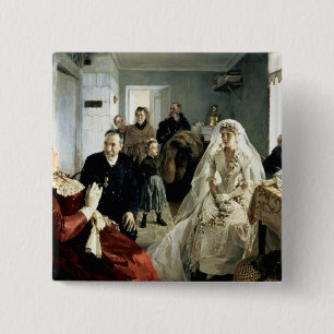 Before the Wedding, 1880s 2 Inch Square Button