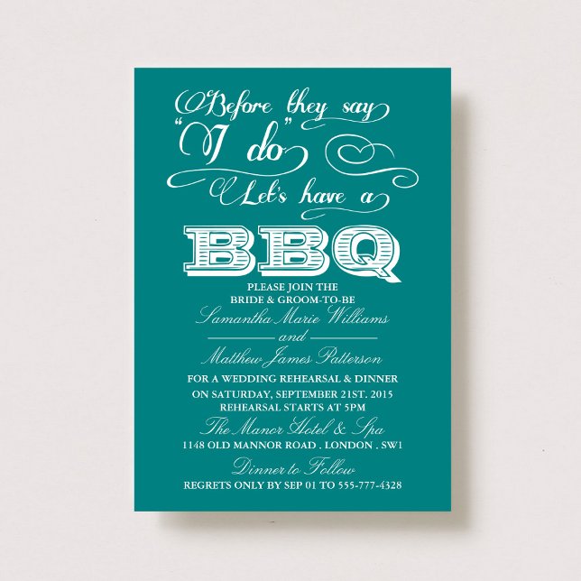Before They Say I Do Lets Have A BBQ! - Teal Invitation (Creator Uploaded)