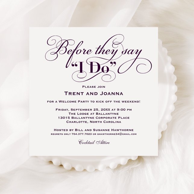 Before They Say I Do Purple Wedding Welcome Invitation (Creator Uploaded)