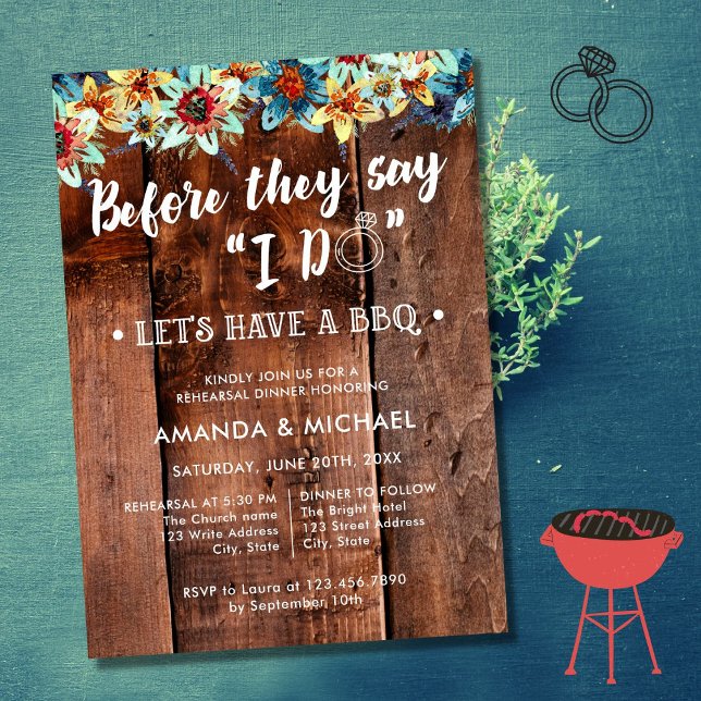 Before They Say I Do Rustic BBQ Rehearsal Dinner Invitation (Creator Uploaded)