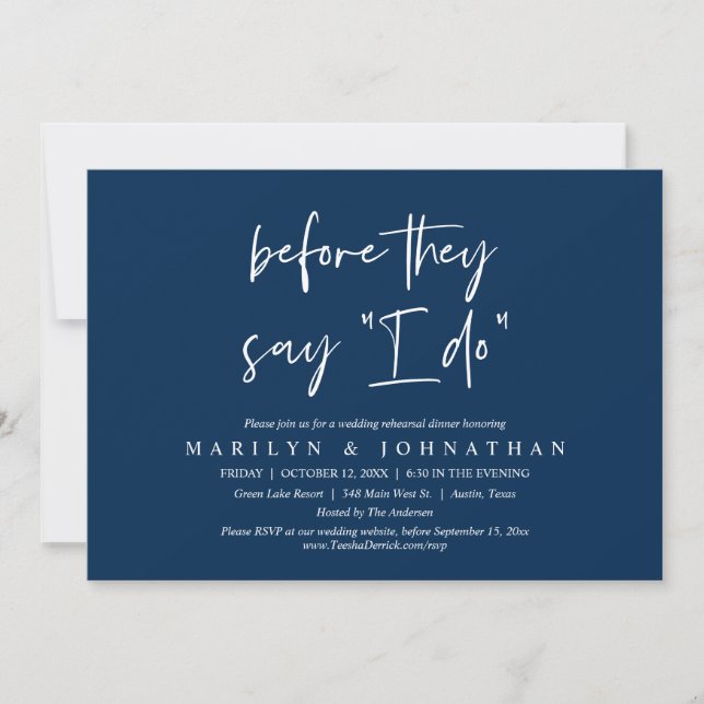 Before They Say "I Do", Wedding Rehearsal Dinner Invitation (Front)