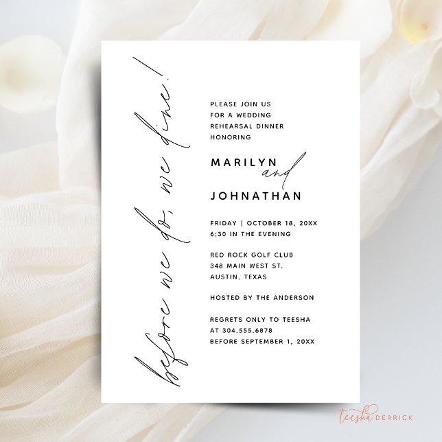 Before We Do Dine, We Wedding Rehearsal Dinner Invitation (Before We Do Dine, We Dine, Wedding Rehearsal Dinner Invitation Card, Downloadable)