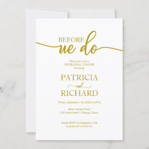 Before We Do Elegant Gold Rehearsal Dinner Invitation