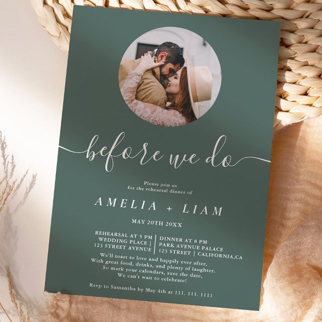 Before we do photo sage green rehearsal dinner invitation (Creator Uploaded)