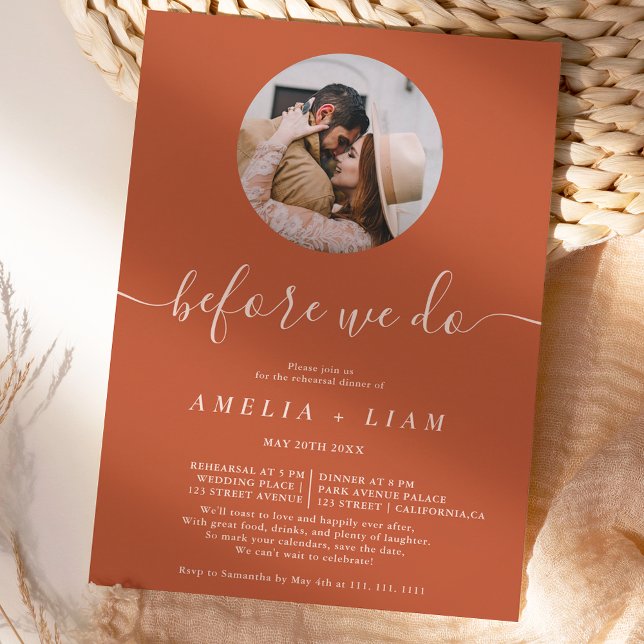 Before we do photo terracotta rehearsal dinner invitation (Creator Uploaded)