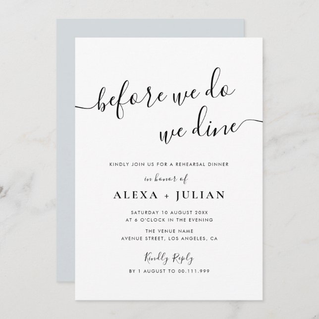 before we do rehearsal dinner invitation (Front/Back)