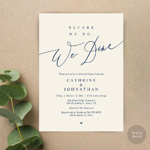 Before we do, we dine, Navy Blue Rehearsal Dinner Invitation