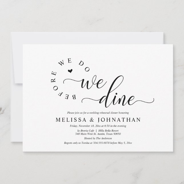 Before We Do, We Dine, Wedding Rehearsal Dinner Invitation (Front)