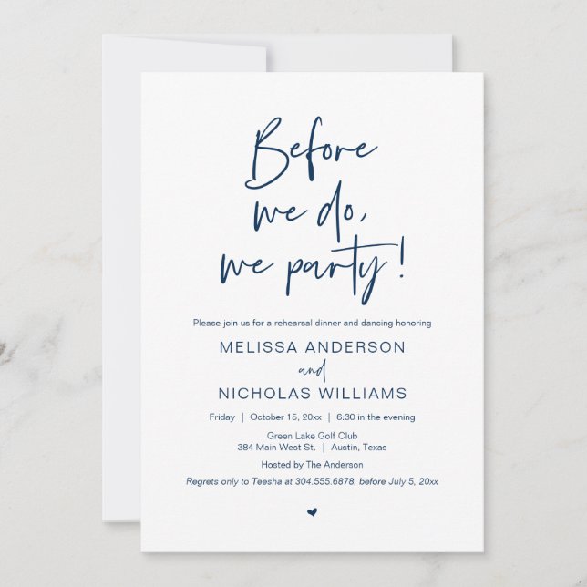 Before We Do, We Party, Wedding Rehearsal Dinner I Invitation (Front)