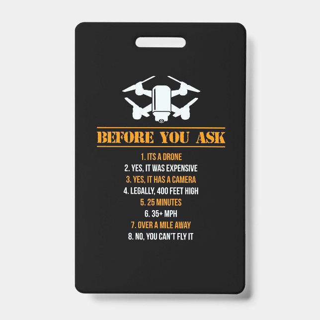 Before You Ask Drone Pilot Badge (Front)