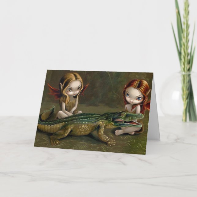 "Befriending an Alligator" Greeting Card (Front)