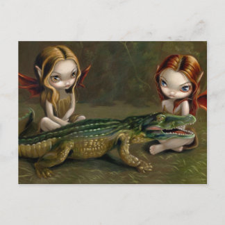 "Befriending an Alligator" Postcard