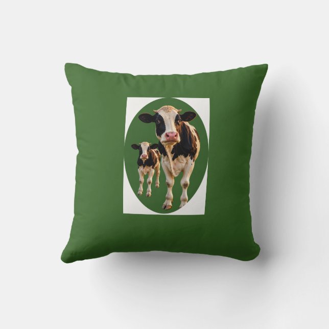 Befuddled Cow Bib Throw Pillow (Back)