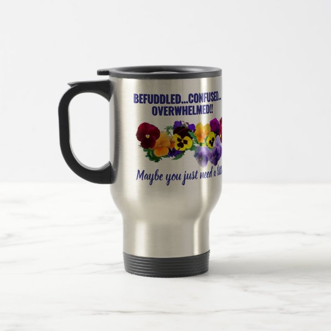 befuddled tweak pansies mug (Left)