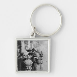 Beggars on the Doorstep of a House, 1648 Keychain