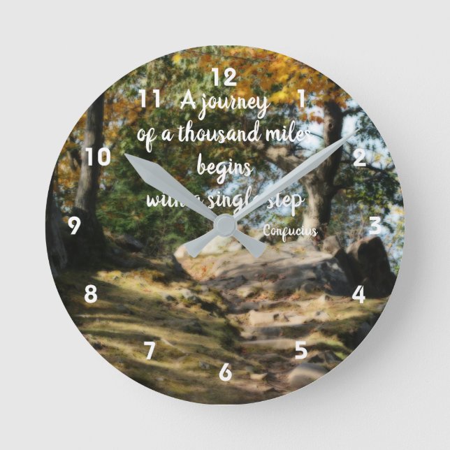 Begin Inspirational Quote Woodland Path  Round Clock (Front)