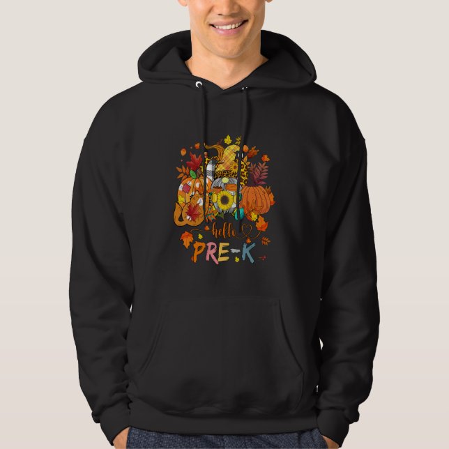 Beginning Of Autumn Fall Teacher Sunflower Hello P Hoodie (Front)