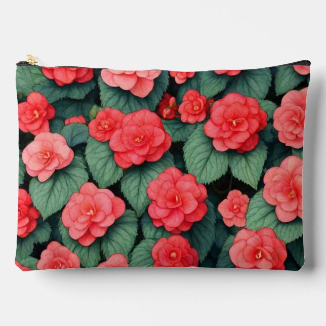 Begonia pink flowers  accessory pouch (Front)