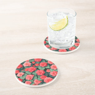 Begonia pink flowers  coaster