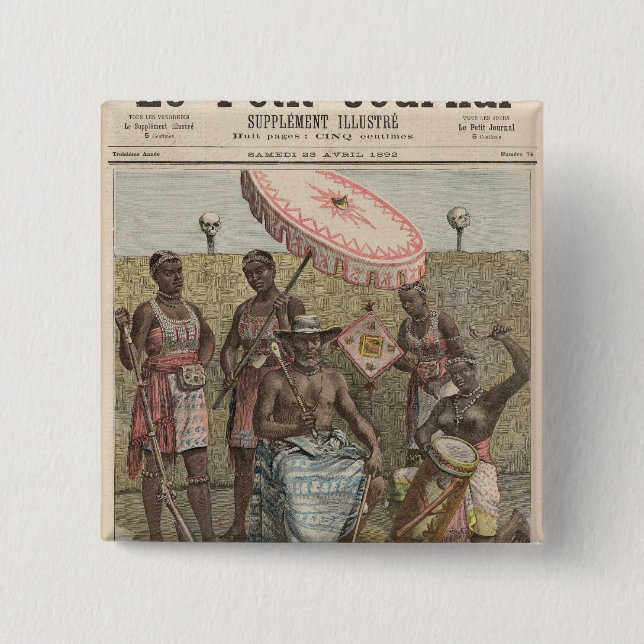 Behanzin  King of Dahomey 2 Inch Square Button (Front)